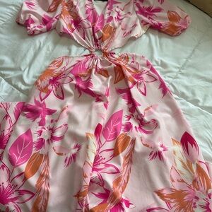 Floral Pink and Orange Dress